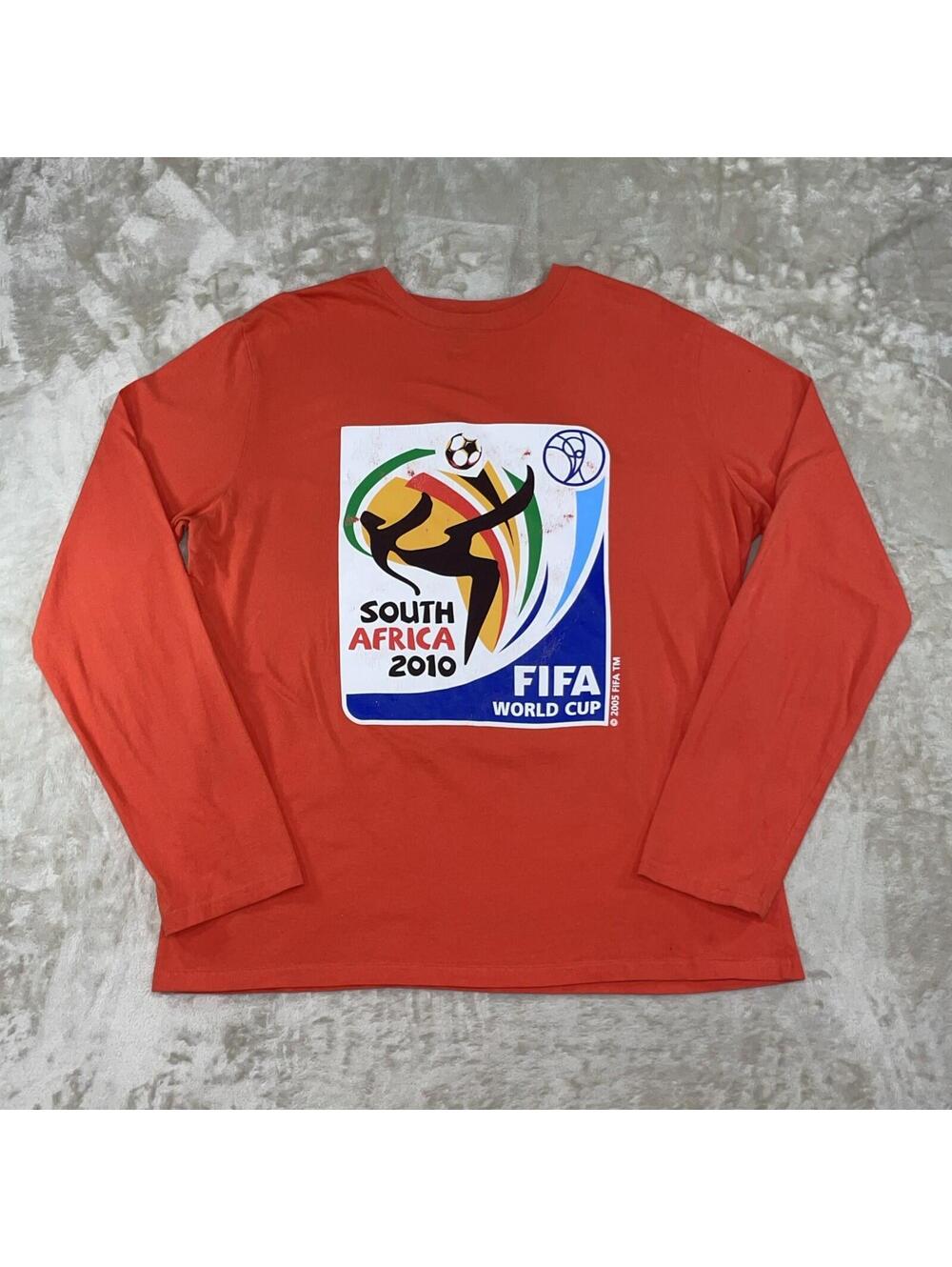 South Africa 2010 FIFA World Cup Graphic Shirt Mens XL Orange Soccer Long Sleeve